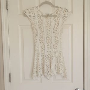 Cream Sioni crochet top, S/M ,great summer top or cover-up.
